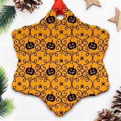 Pattern Pumpkin Spider Vintage Halloween Gothic Orange And Black Ornament (snowflake) by genx