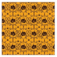 Pattern Pumpkin Spider Vintage Halloween Gothic Orange And Black Large Satin Scarf (square) by genx