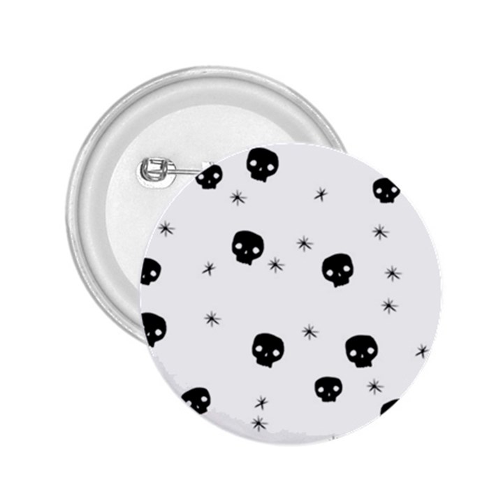 Pattern Skull Stars Handrawn Naive Halloween Gothic black and white 2.25  Buttons