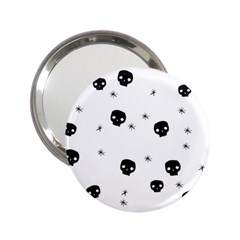 Pattern Skull Stars Handrawn Naive Halloween Gothic Black And White 2 25  Handbag Mirrors by genx