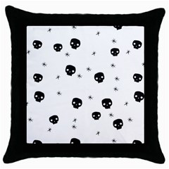 Pattern Skull Stars Handrawn Naive Halloween Gothic Black And White Throw Pillow Case (black) by genx