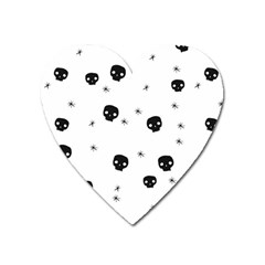 Pattern Skull Stars Handrawn Naive Halloween Gothic Black And White Heart Magnet by genx