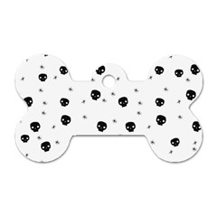 Pattern Skull Stars Handrawn Naive Halloween Gothic Black And White Dog Tag Bone (one Side) by genx