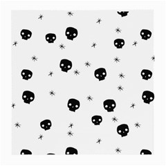 Pattern Skull Stars Handrawn Naive Halloween Gothic Black And White Medium Glasses Cloth by genx