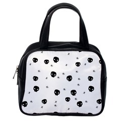 Pattern Skull Stars Handrawn Naive Halloween Gothic Black And White Classic Handbag (one Side) by genx