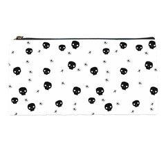 Pattern Skull Stars Handrawn Naive Halloween Gothic Black And White Pencil Cases by genx