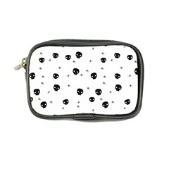 Pattern Skull Stars Handrawn Naive Halloween Gothic Black And White Coin Purse by genx