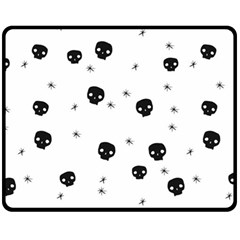 Pattern Skull Stars Handrawn Naive Halloween Gothic Black And White Fleece Blanket (medium)  by genx