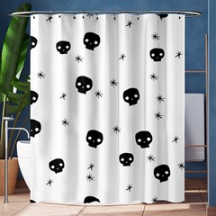 Pattern Skull Stars Handrawn Naive Halloween Gothic Black And White Shower Curtain 60  X 72  (medium)  by genx