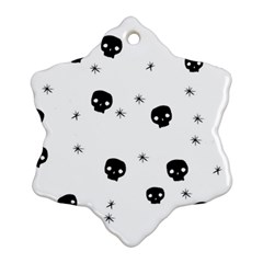 Pattern Skull Stars Handrawn Naive Halloween Gothic Black And White Snowflake Ornament (two Sides) by genx