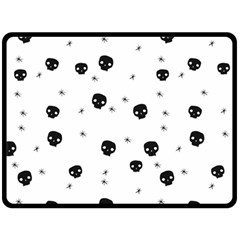 Pattern Skull Stars Handrawn Naive Halloween Gothic Black And White Double Sided Fleece Blanket (large)  by genx