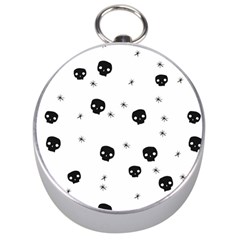 Pattern Skull Stars Handrawn Naive Halloween Gothic Black And White Silver Compasses by genx