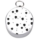 Pattern Skull Stars Handrawn Naive Halloween Gothic black and white Silver Compasses Front