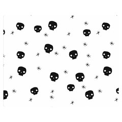 Pattern Skull Stars Handrawn Naive Halloween Gothic Black And White Double Sided Flano Blanket (medium)  by genx