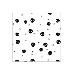 Pattern Skull Stars Handrawn Naive Halloween Gothic Black And White Satin Bandana Scarf by genx