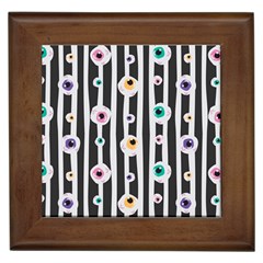 Pattern Eyeball Black And White Naive Stripes Gothic Halloween Framed Tiles by genx