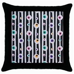 Pattern Eyeball Black And White Naive Stripes Gothic Halloween Throw Pillow Case (black) by genx