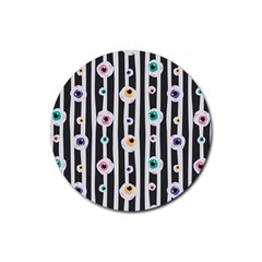 Pattern Eyeball Black And White Naive Stripes Gothic Halloween Rubber Coaster (round)  by genx