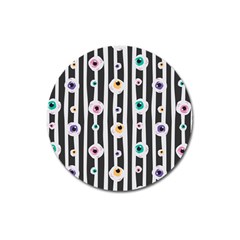 Pattern Eyeball Black And White Naive Stripes Gothic Halloween Magnet 3  (round) by genx