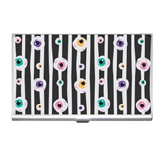 Pattern Eyeball Black And White Naive Stripes Gothic Halloween Business Card Holder by genx