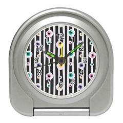 Pattern Eyeball Black And White Naive Stripes Gothic Halloween Travel Alarm Clock by genx