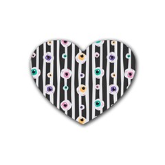 Pattern Eyeball Black And White Naive Stripes Gothic Halloween Heart Coaster (4 Pack)  by genx