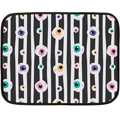 Pattern Eyeball Black And White Naive Stripes Gothic Halloween Double Sided Fleece Blanket (mini)  by genx