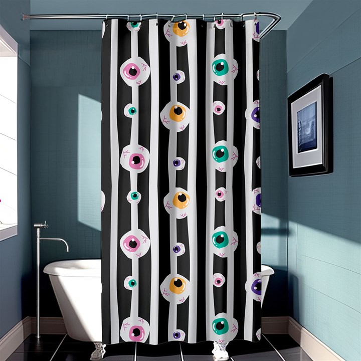 Pattern Eyeball black and white naive stripes Gothic Halloween Shower Curtain 36  x 72  (Stall) 