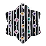 Pattern Eyeball black and white naive stripes Gothic Halloween Ornament (Snowflake) Front