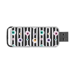 Pattern Eyeball Black And White Naive Stripes Gothic Halloween Portable Usb Flash (two Sides) by genx