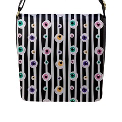 Pattern Eyeball Black And White Naive Stripes Gothic Halloween Flap Closure Messenger Bag (l) by genx