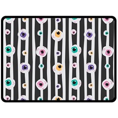 Pattern Eyeball Black And White Naive Stripes Gothic Halloween Double Sided Fleece Blanket (large)  by genx