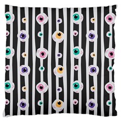 Pattern Eyeball Black And White Naive Stripes Gothic Halloween Large Flano Cushion Case (one Side) by genx