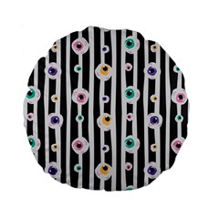 Pattern Eyeball Black And White Naive Stripes Gothic Halloween Standard 15  Premium Flano Round Cushions by genx