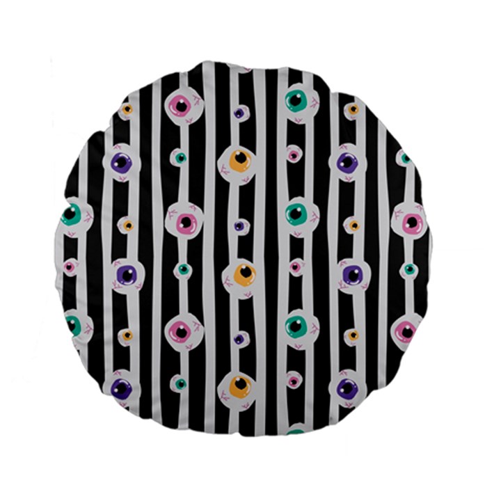 Pattern Eyeball black and white naive stripes Gothic Halloween Standard 15  Premium Flano Round Cushions