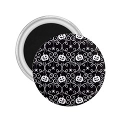 Pattern Pumpkin Spider Vintage Gothic Halloween Black And White 2 25  Magnets by genx