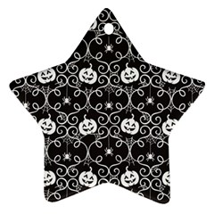 Pattern Pumpkin Spider Vintage Gothic Halloween Black And White Ornament (star) by genx