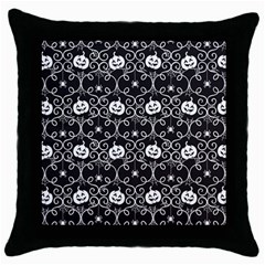 Pattern Pumpkin Spider Vintage Gothic Halloween Black And White Throw Pillow Case (black) by genx