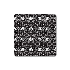 Pattern Pumpkin Spider Vintage Gothic Halloween Black And White Square Magnet by genx