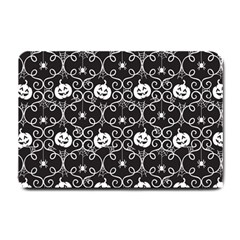 Pattern Pumpkin Spider Vintage Gothic Halloween Black And White Small Doormat  by genx