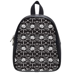 Pattern Pumpkin Spider Vintage Gothic Halloween Black And White School Bag (small) by genx