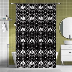 Pattern Pumpkin Spider Vintage Gothic Halloween Black And White Shower Curtain 48  X 72  (small)  by genx