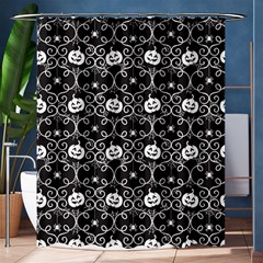 Pattern Pumpkin Spider Vintage Gothic Halloween Black And White Shower Curtain 60  X 72  (medium)  by genx