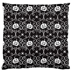 Pattern Pumpkin Spider Vintage Gothic Halloween Black And White Large Cushion Case (two Sides) by genx