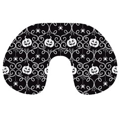 Pattern Pumpkin Spider Vintage Gothic Halloween Black And White Travel Neck Pillows by genx