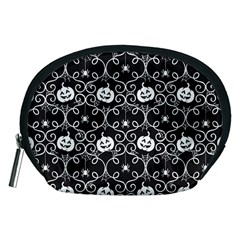 Pattern Pumpkin Spider Vintage Gothic Halloween Black And White Accessory Pouch (medium) by genx