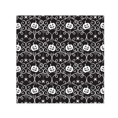 Pattern Pumpkin Spider Vintage Gothic Halloween Black And White Small Satin Scarf (square) by genx