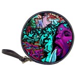 Graffiti Woman and Monsters turquoise cyan and purple Bright Urban Art with stars Classic 20-CD Wallets Front