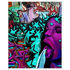 Graffiti Woman And Monsters Turquoise Cyan And Purple Bright Urban Art With Stars Drawstring Bag (small) by genx