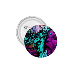 Graffiti Woman And Monsters Turquoise Cyan And Purple Bright Urban Art With Stars 1 75  Buttons by genx